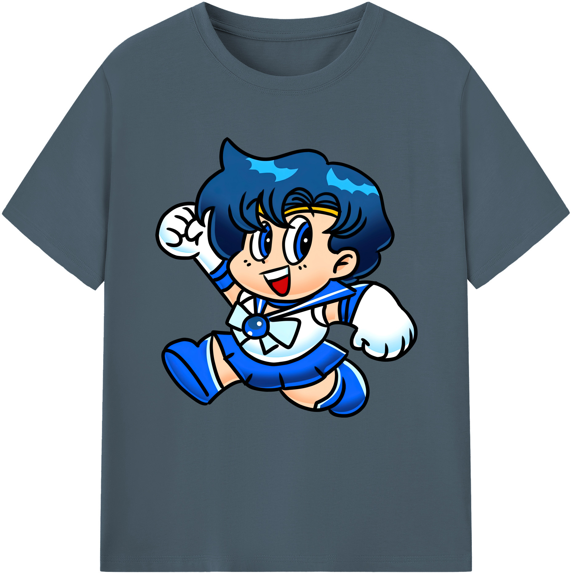 （画像用） 美少女戦士セーラームーン 水野 亜美 みずの あみ Sailor Moon Mizuno Ami 綿100％半袖Tシャツ（フロントプリント）